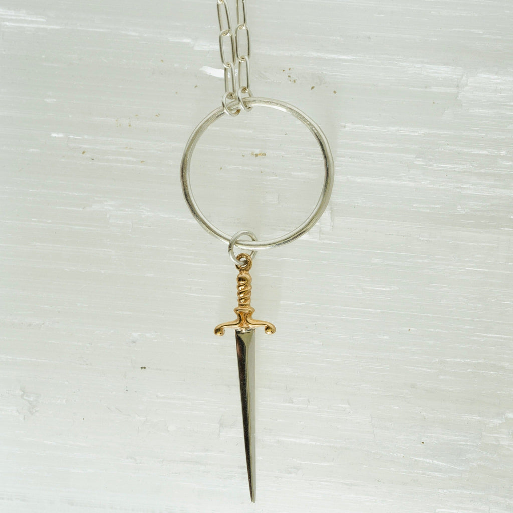mixed metal dagger necklace