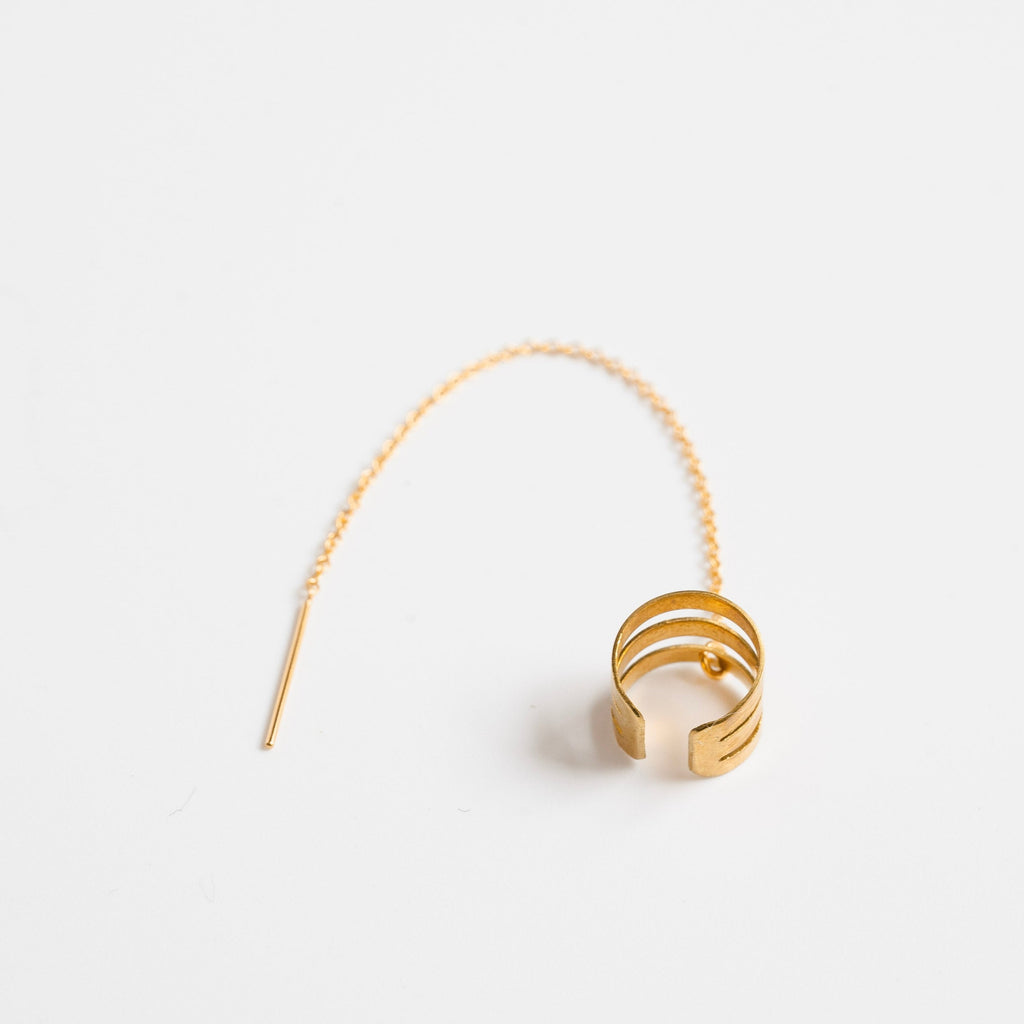 Brass Open Ear Cuff with Gold Fill Threader