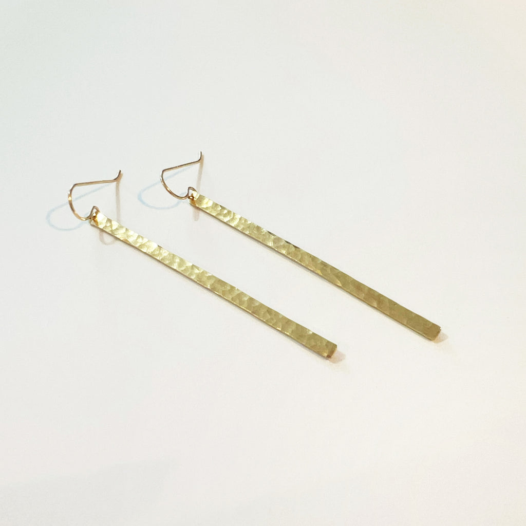 Hammered Bar Drop Earrings - Choose Your Metal