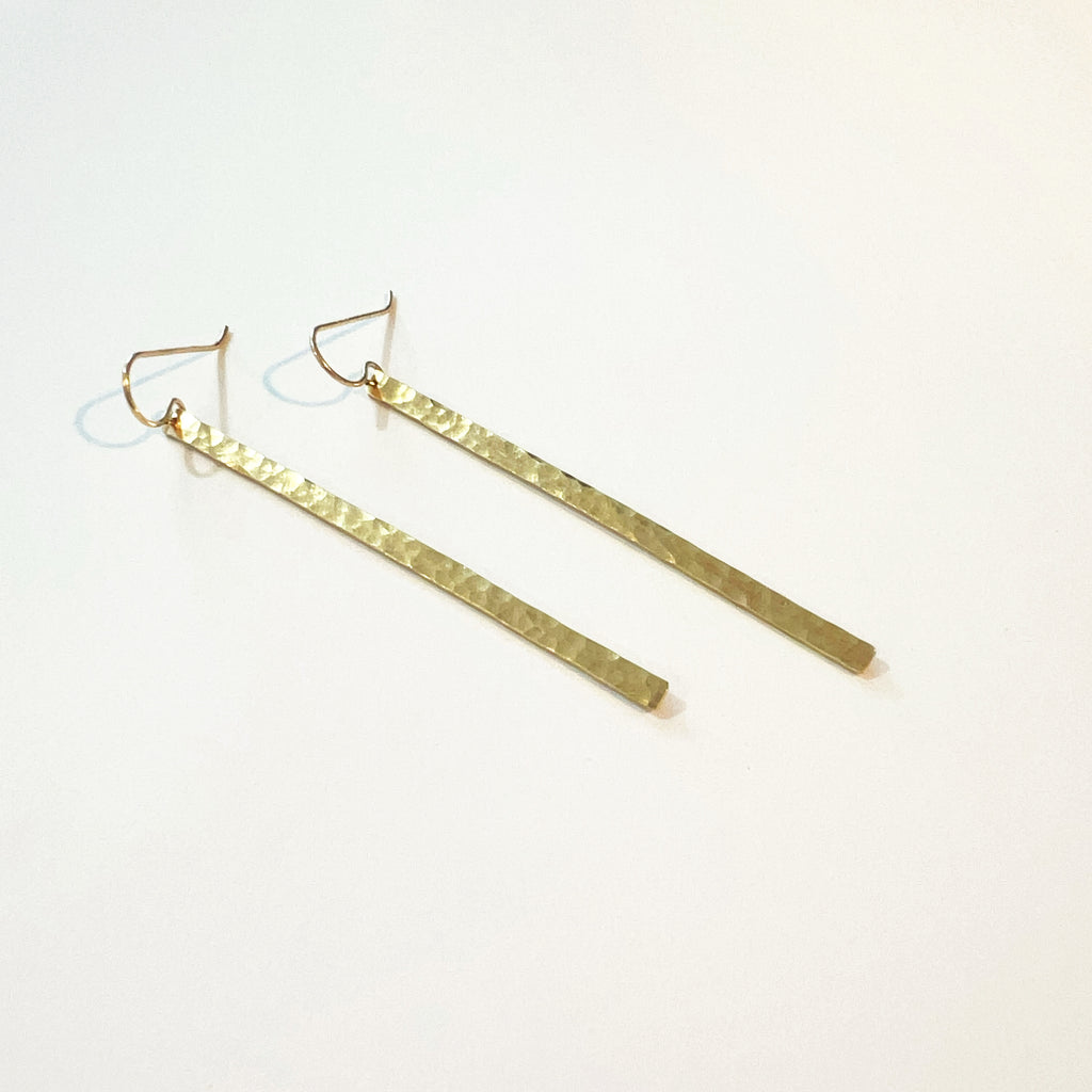 hammered bar drop earrings
