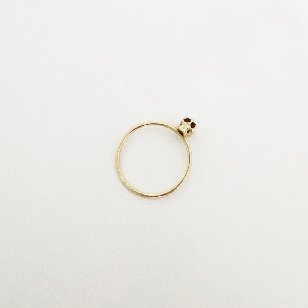 Petite Skull Stacking Ring in 14k Yellow Gold / SZ 8