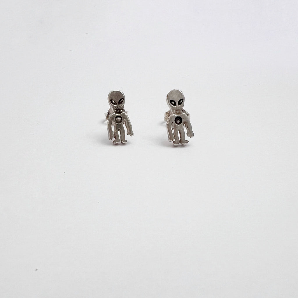 alien stud earrings in sterling silver