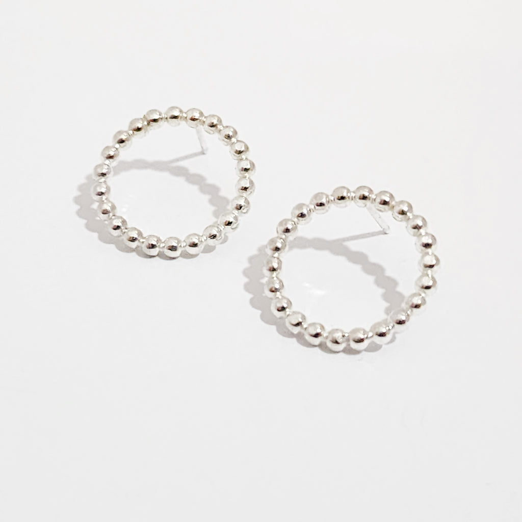 sterling silver beaded circle earrings