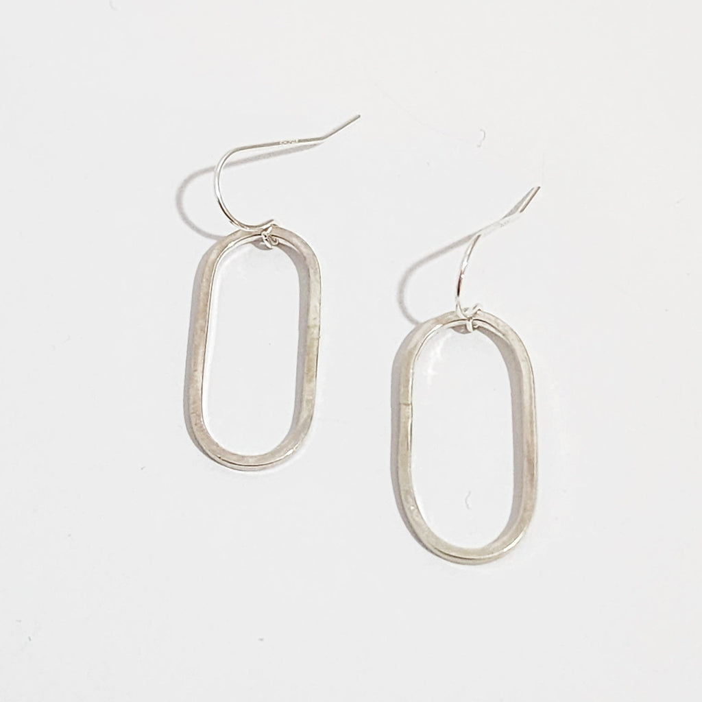Sterling silver large link earring