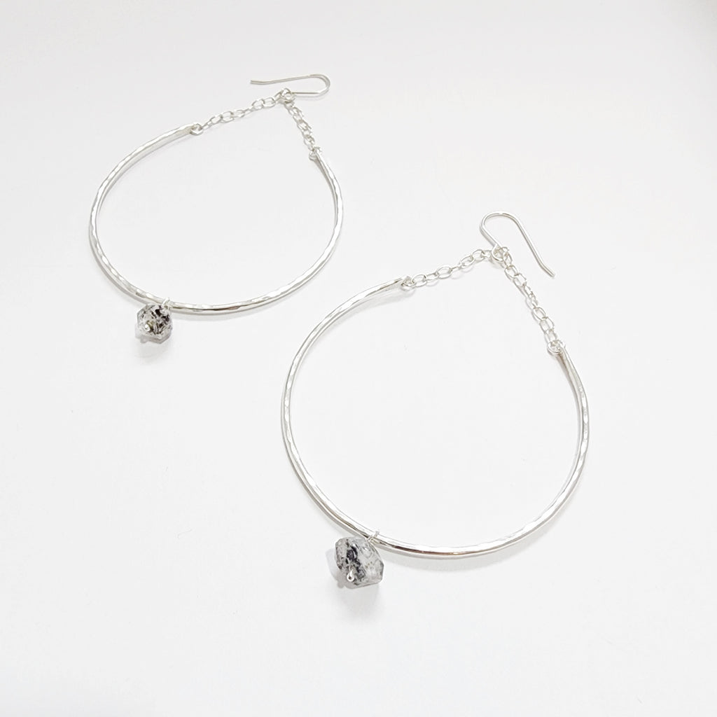 sterling silver hammered quartz earrings