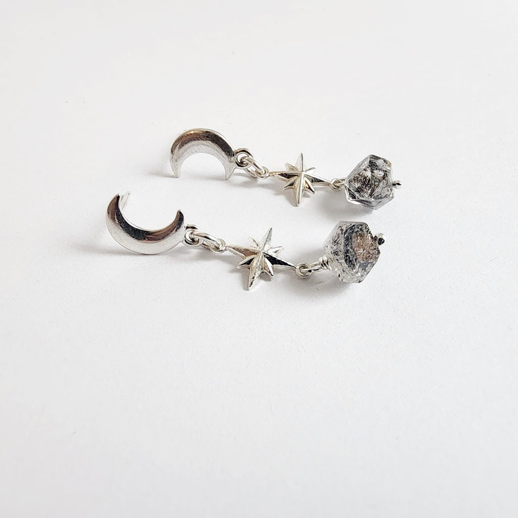 Sterling Silver Celestial Quartz Drop Earrings