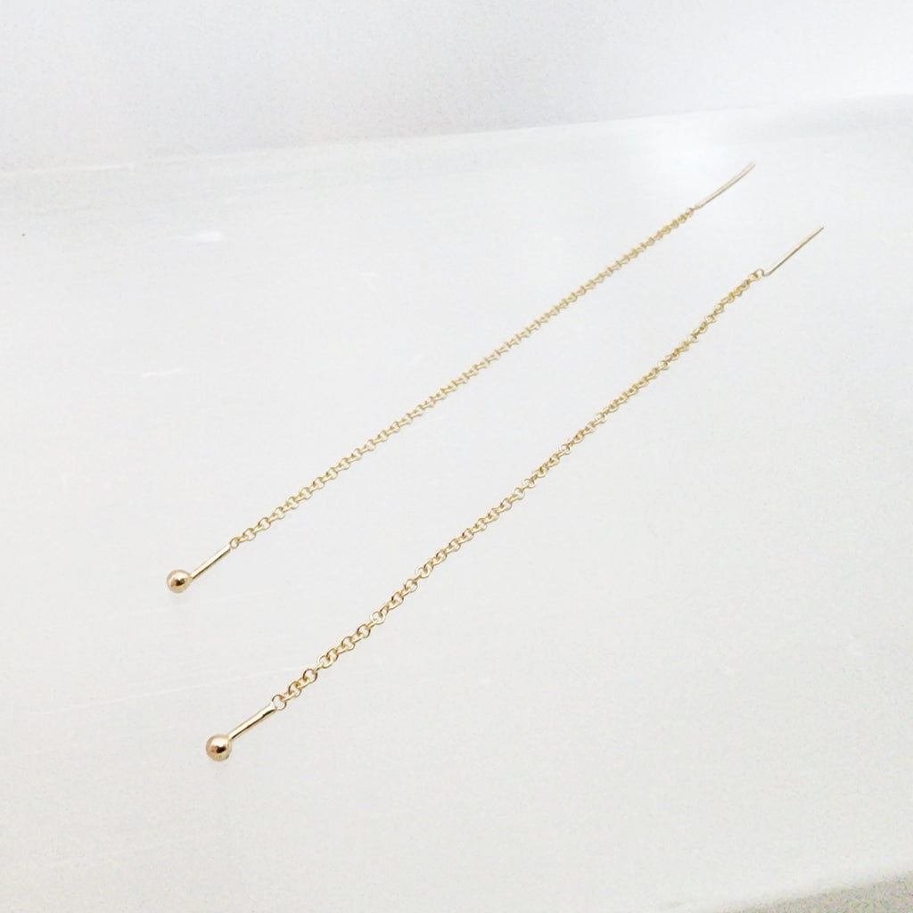 gold chain threader earrings