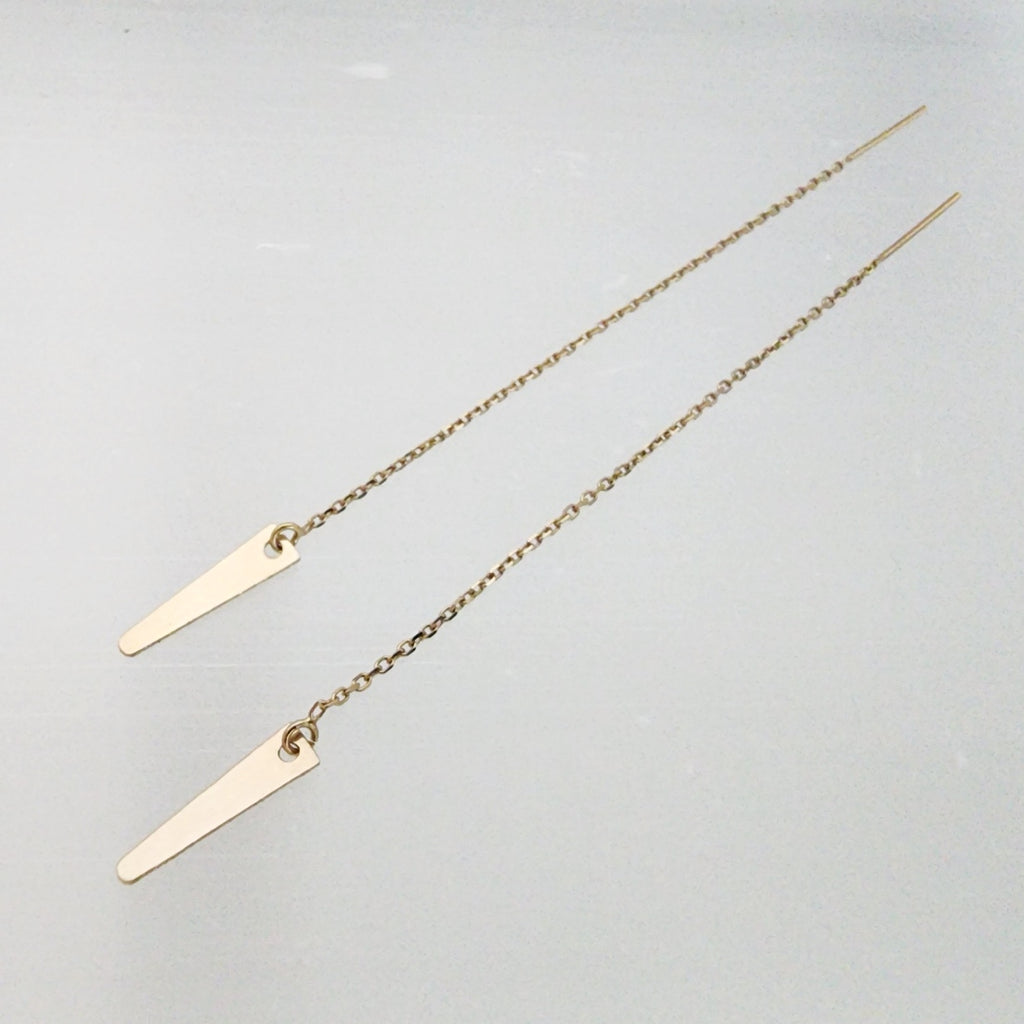 spike threader earrings in 14 karat yellow gold