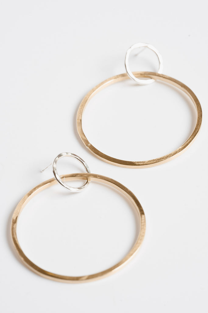 metrix jewelry mixed metal double hoop earrings