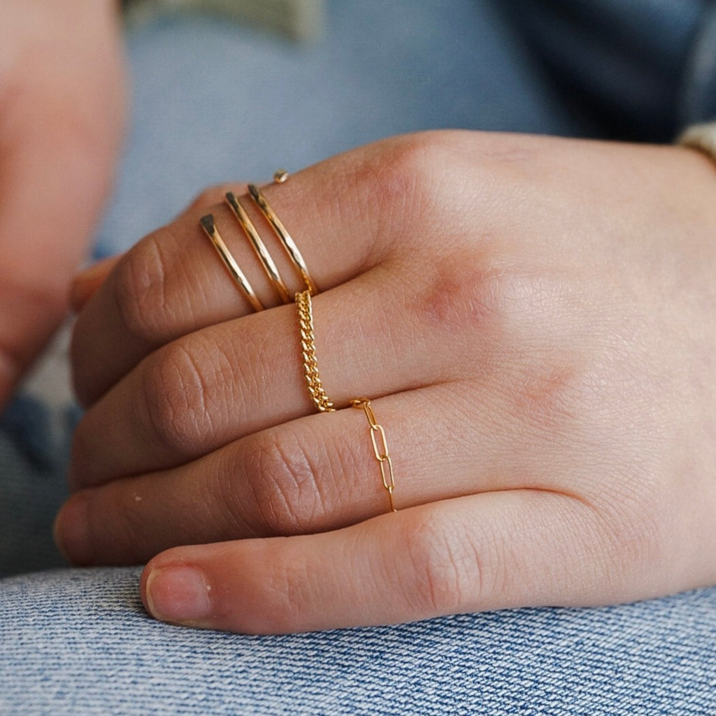 Dainty Curb Link Chain Ring - Choose Your Metal