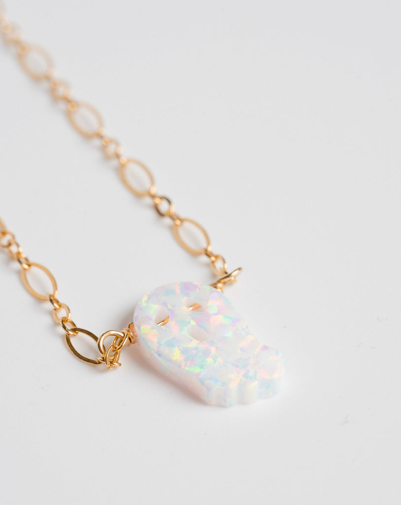 Dainty Opal Ghost Necklace