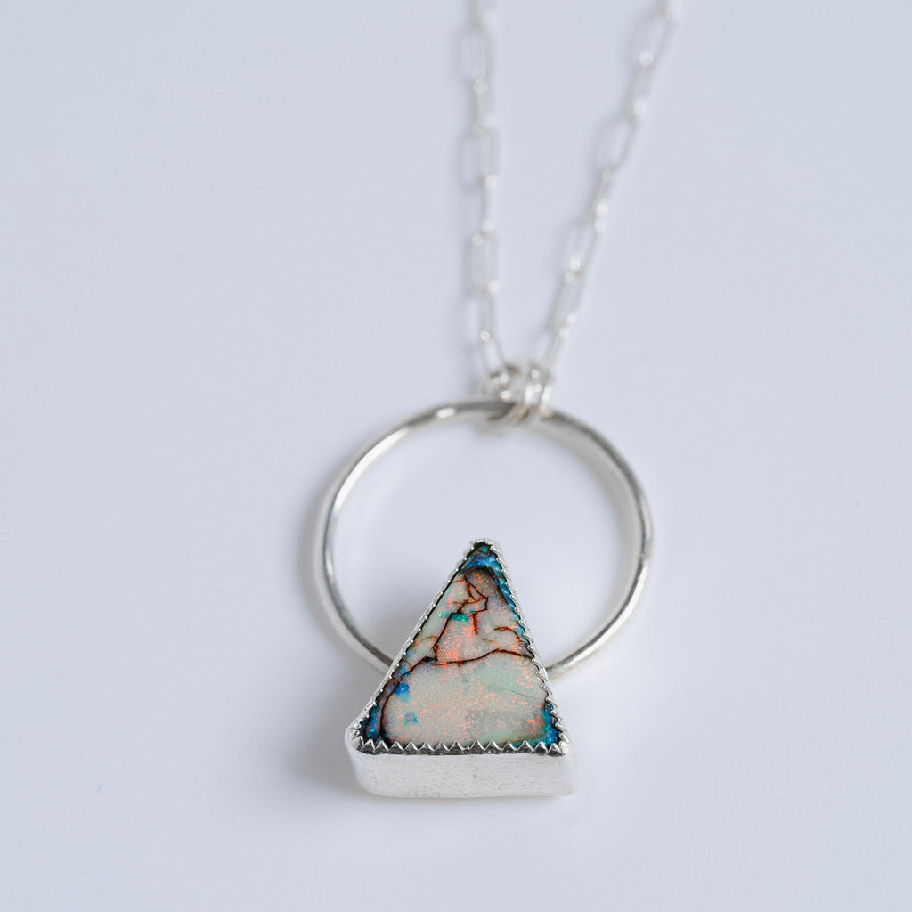 opal triangle necklace in sterling silver