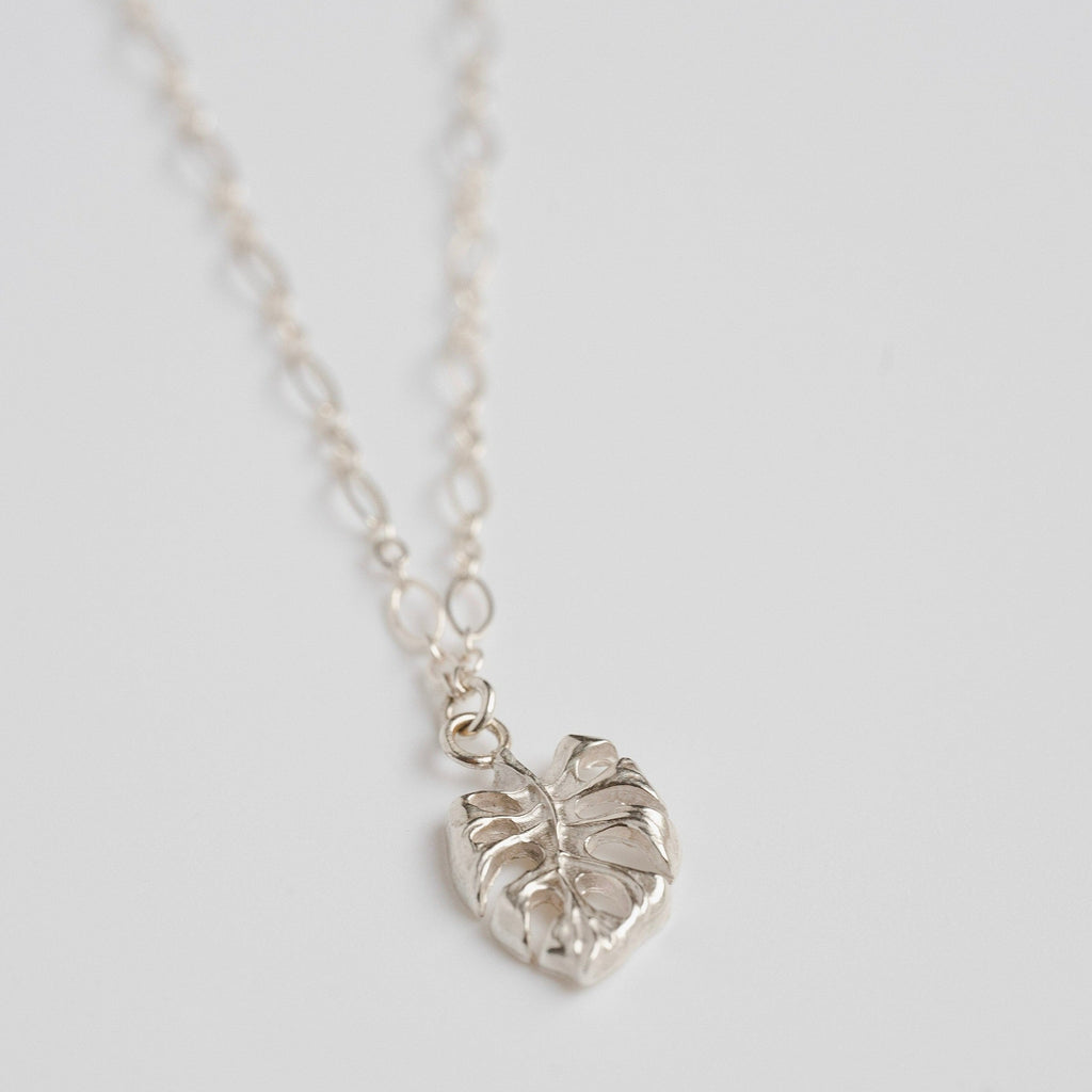 metrix jewelry monstera necklace in sterling silver