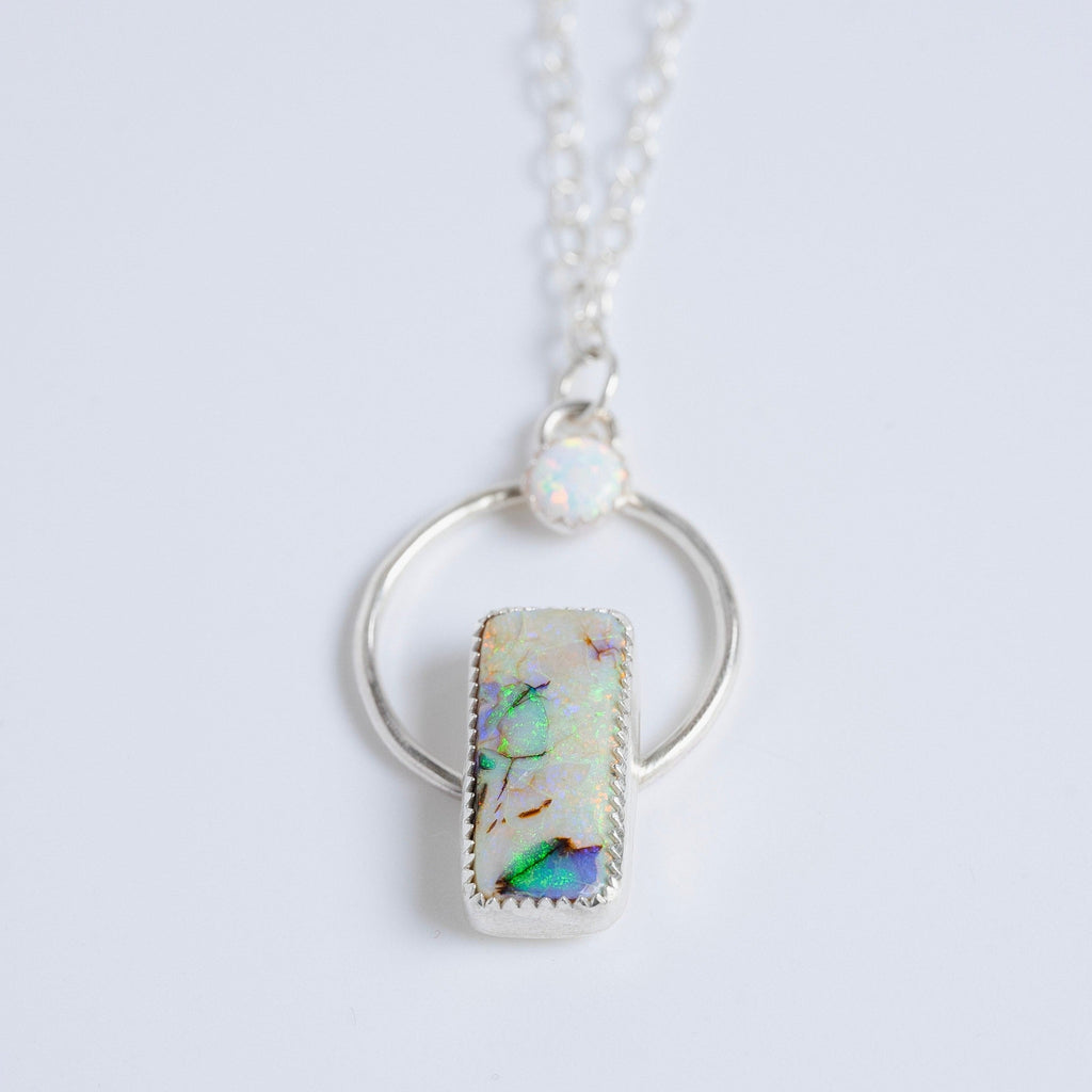 opal necklace in sterling silver