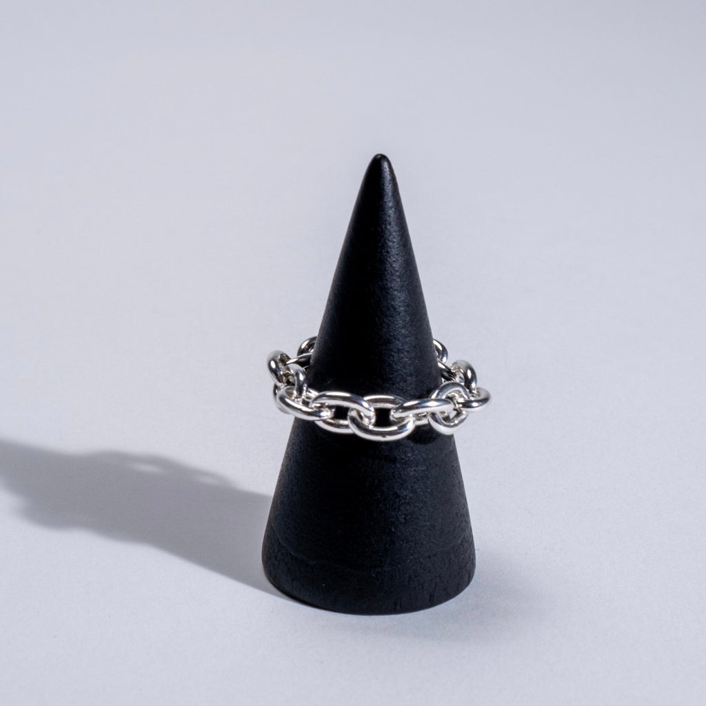 Thick Link Chain Ring in Sterling Silver