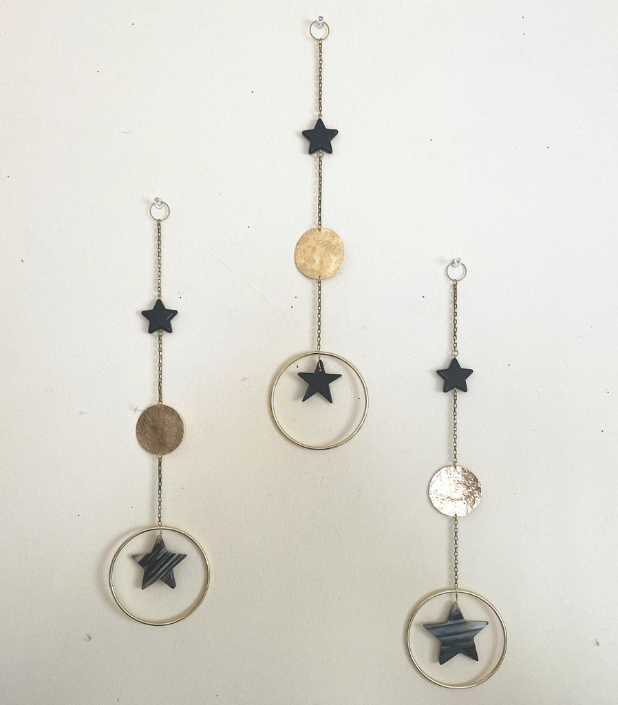 Star Celestial Gemstone and Brass Wall Hanging