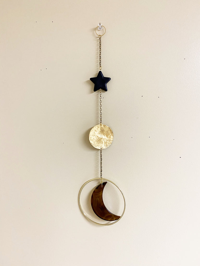 Star and Moon Celestial Gemstone Wall Hanging