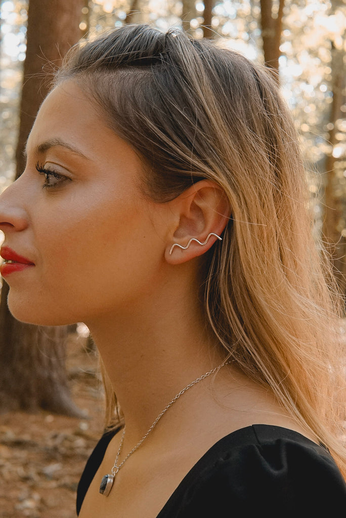 Squiggle Ear Climbers in Sterling Silver