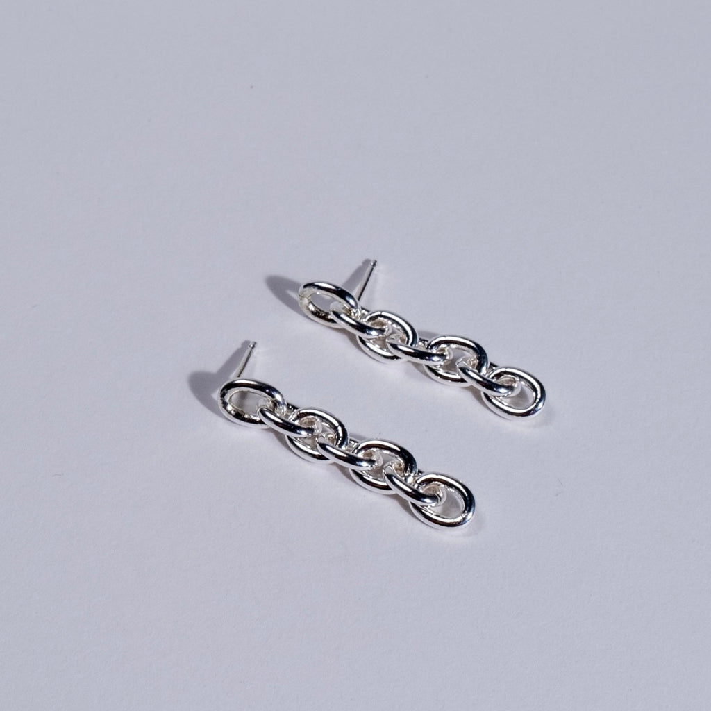 thick link sterling silver chain earrings