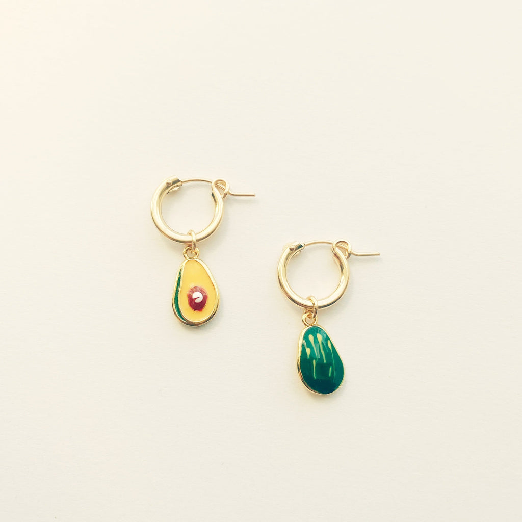 avocado charm hoop earrings