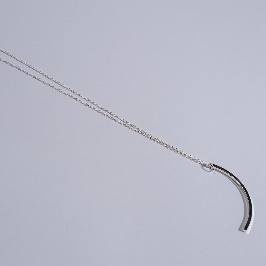 Curved Linear Bar Necklace - Choose your Metal